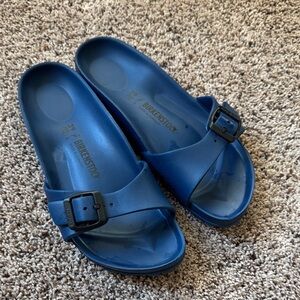 Birkenstock Navy Blue Madrid EVA Slide Sandals with Black Buckles